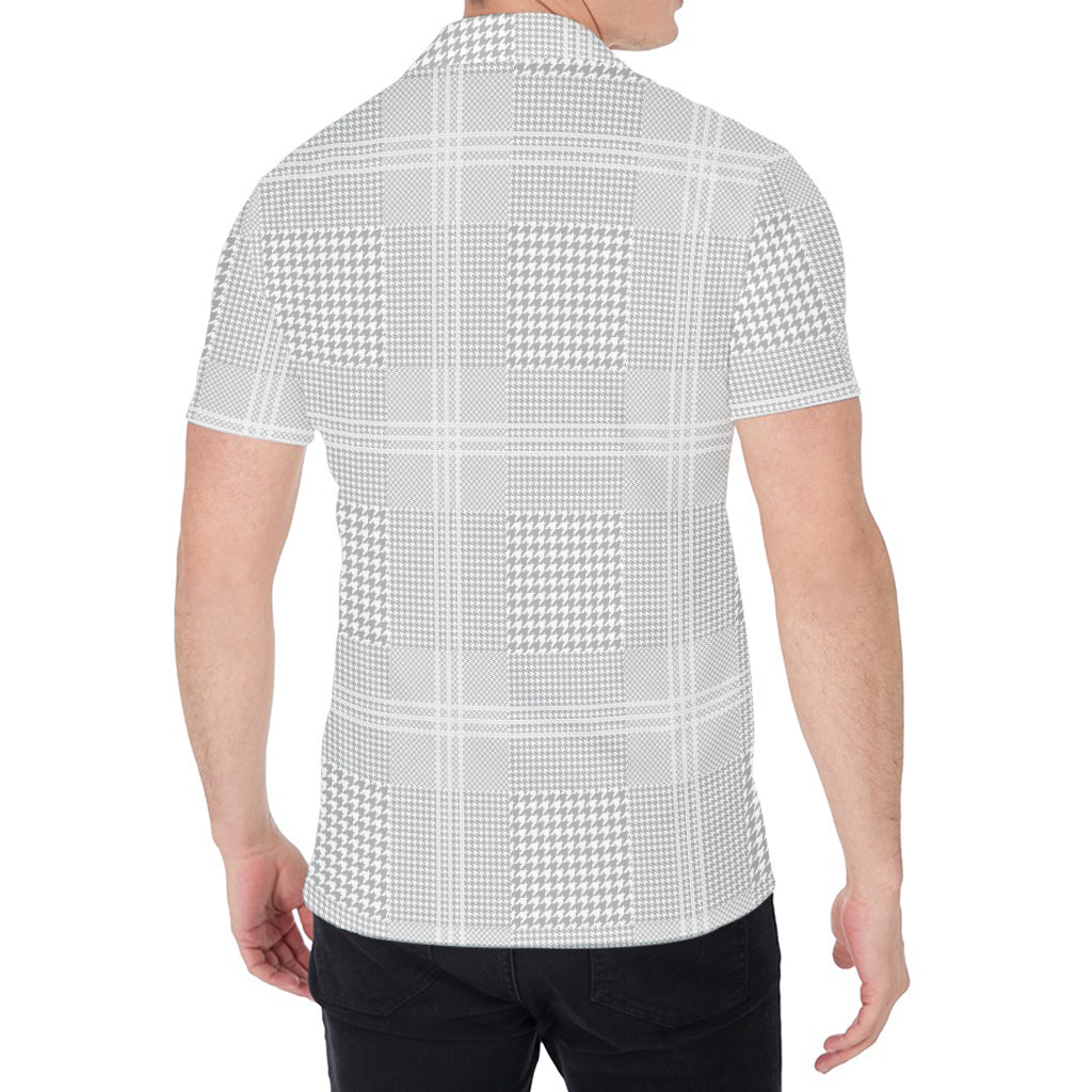 Grey And White Glen Plaid Print Men's Shirt