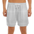 Grey And White Glen Plaid Print Men's Split Running Shorts