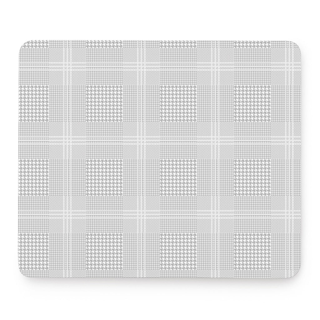 Grey And White Glen Plaid Print Mouse Pad