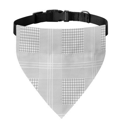 Grey And White Glen Plaid Print Over The Collar Dog Bandana