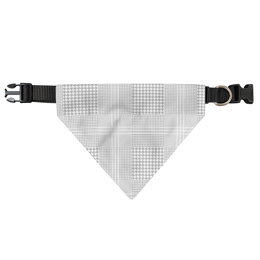 Grey And White Glen Plaid Print Over The Collar Dog Bandana