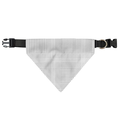Grey And White Glen Plaid Print Over The Collar Dog Bandana