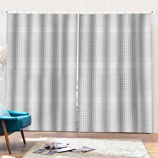 Grey And White Glen Plaid Print Pencil Pleat Curtains