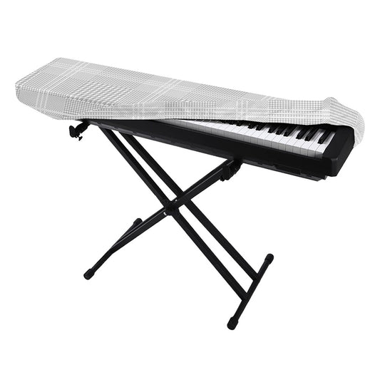 Grey And White Glen Plaid Print Piano Keyboard Cover