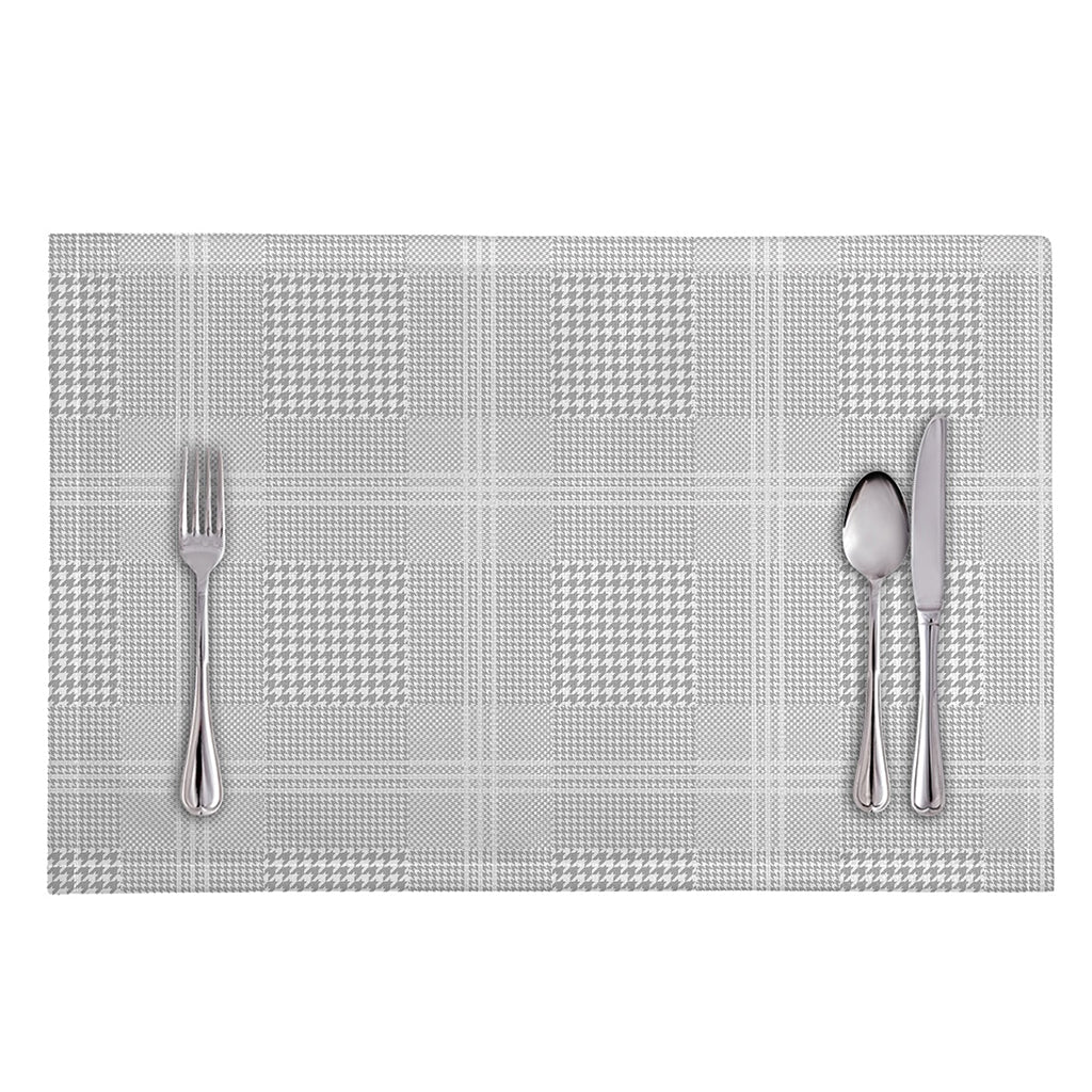 Grey And White Glen Plaid Print Placemat