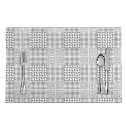 Grey And White Glen Plaid Print Placemat