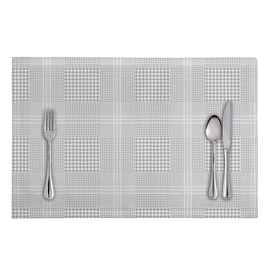 Grey And White Glen Plaid Print Placemat