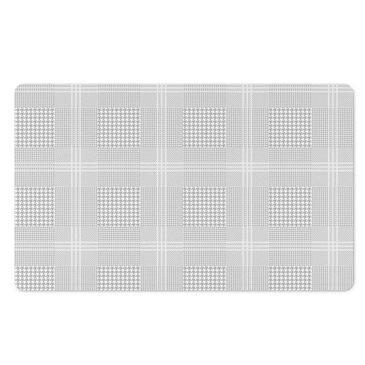 Grey And White Glen Plaid Print Polyester Doormat