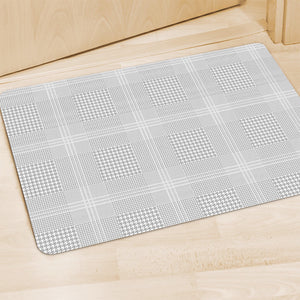 Grey And White Glen Plaid Print Polyester Doormat