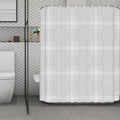 Grey And White Glen Plaid Print Polyester Shower Curtain