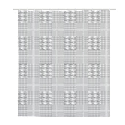 Grey And White Glen Plaid Print Polyester Shower Curtain
