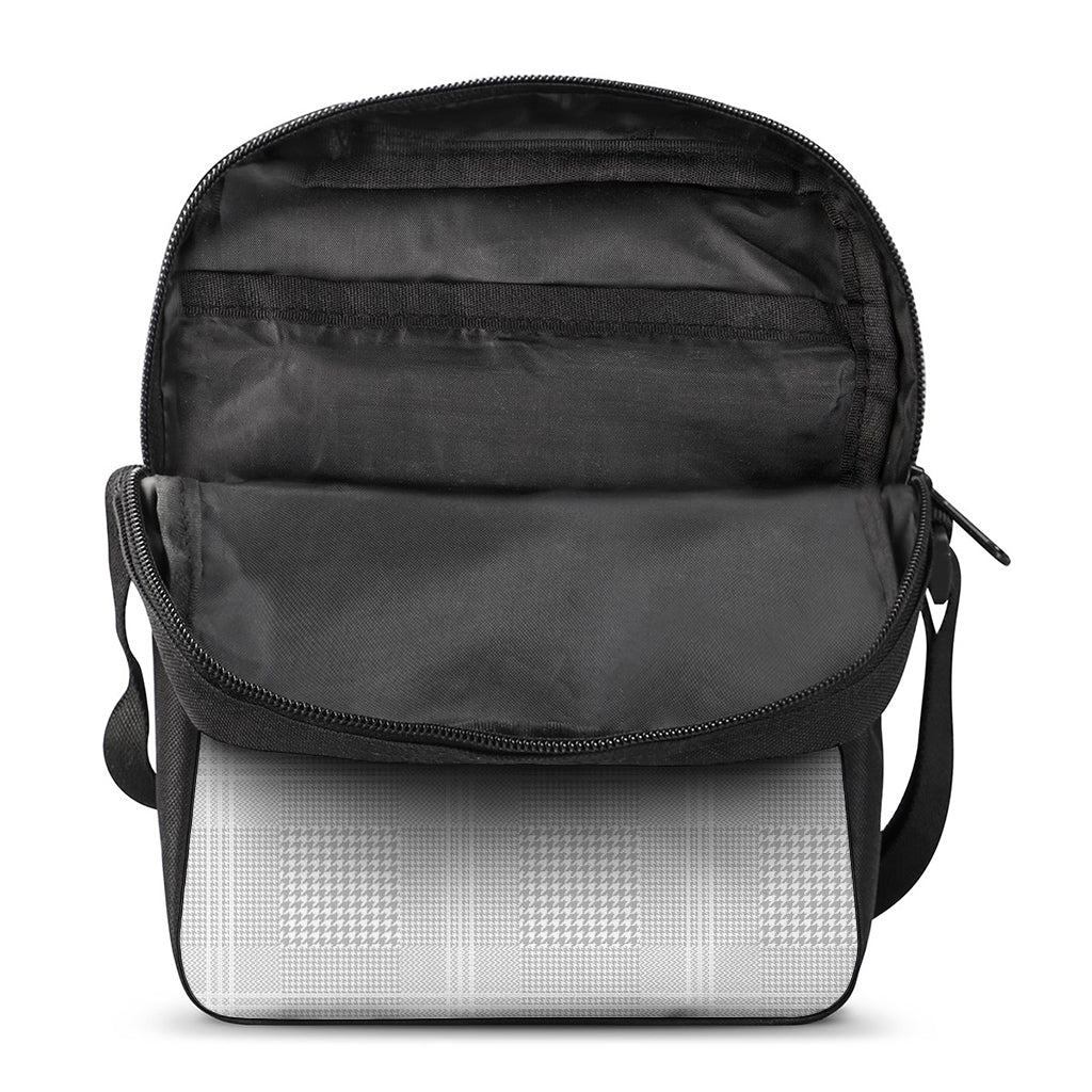 Grey And White Glen Plaid Print Rectangular Crossbody Bag