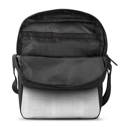 Grey And White Glen Plaid Print Rectangular Crossbody Bag