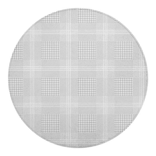 Grey And White Glen Plaid Print Round Blanket
