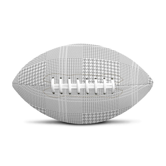 Grey And White Glen Plaid Print Rugby Ball