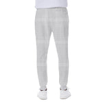 Grey And White Glen Plaid Print Scuba Joggers