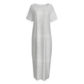 Grey And White Glen Plaid Print Short Sleeve Long Nightdress