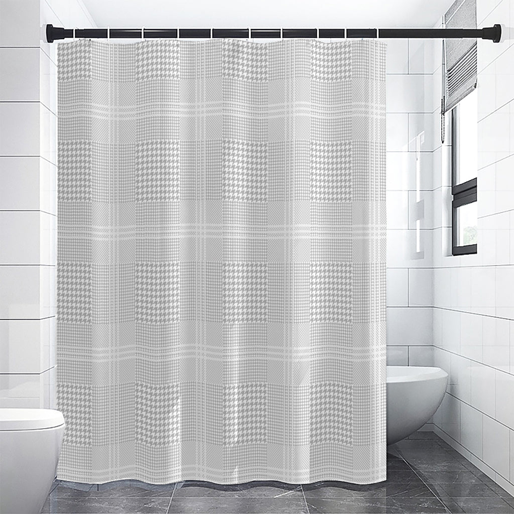 Grey And White Glen Plaid Print Shower Curtain