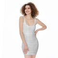 Grey And White Glen Plaid Print Sleeveless Bodycon Dress