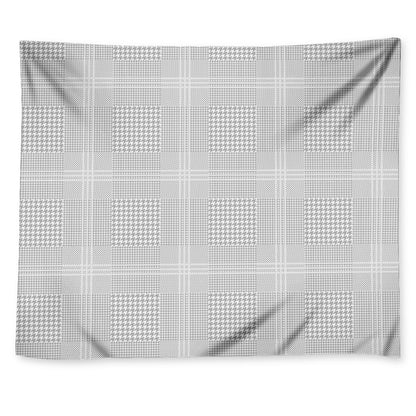 Grey And White Glen Plaid Print Tapestry
