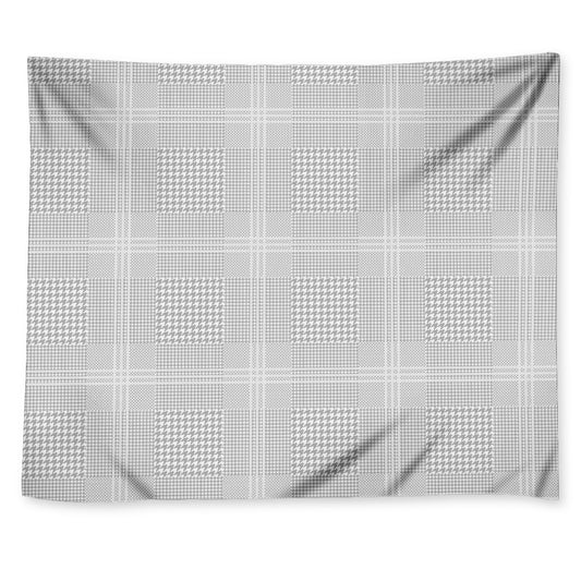 Grey And White Glen Plaid Print Tapestry