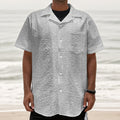 Grey And White Glen Plaid Print Textured Short Sleeve Shirt