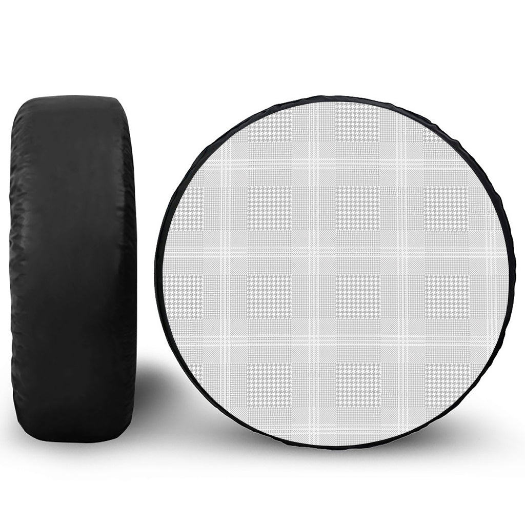 Grey And White Glen Plaid Print Tire Cover