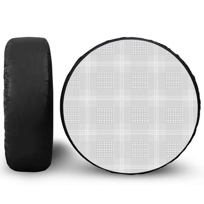 Grey And White Glen Plaid Print Tire Cover