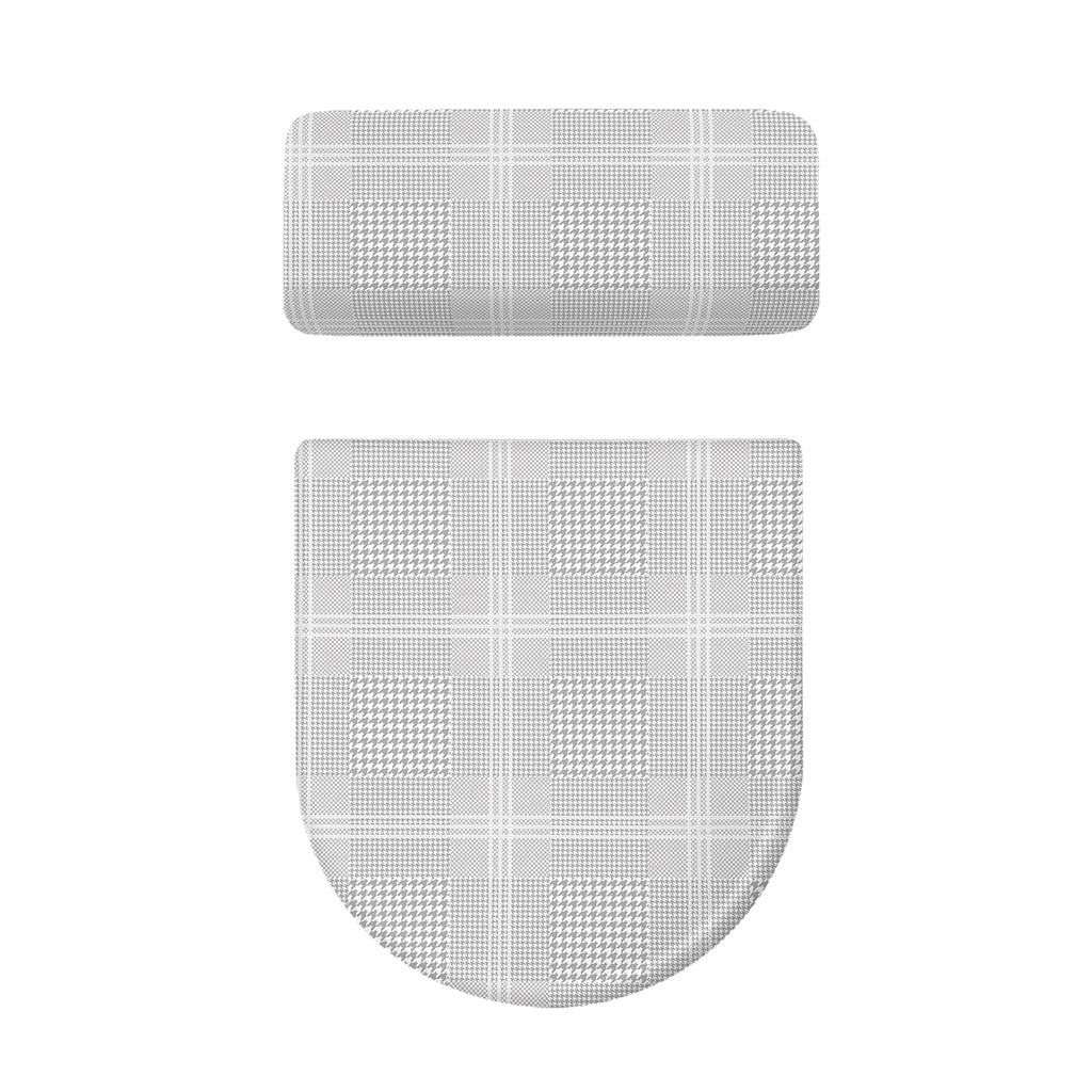 Grey And White Glen Plaid Print Toilet Lid And Tank Cover Set