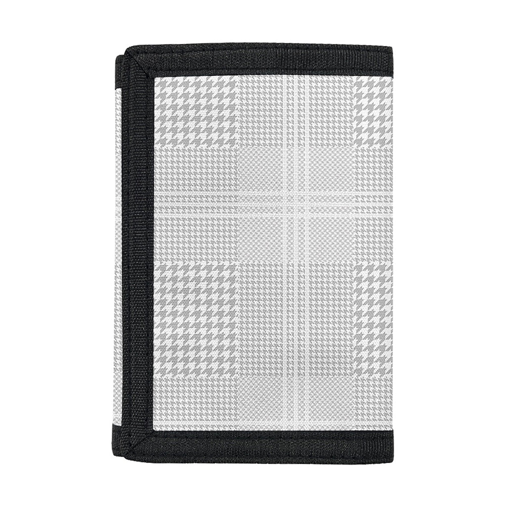 Grey And White Glen Plaid Print Trifold Wallet
