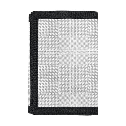 Grey And White Glen Plaid Print Trifold Wallet
