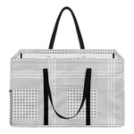 Grey And White Glen Plaid Print Utility Tote Bag