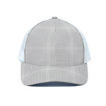 Grey And White Glen Plaid Print White Mesh Trucker Cap