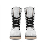 Grey And White Glen Plaid Print Winter Boots