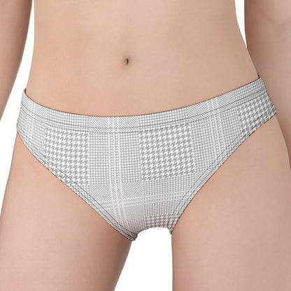 Grey And White Glen Plaid Print Women's Panties
