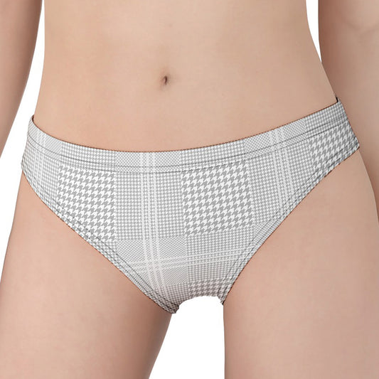 Grey And White Glen Plaid Print Women's Panties