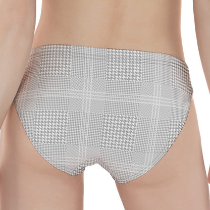 Grey And White Glen Plaid Print Women's Panties
