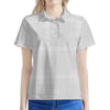 Grey And White Glen Plaid Print Women's Polo Shirt