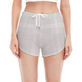 Grey And White Glen Plaid Print Women's Split Running Shorts