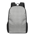 Grey And White Houndstooth Pattern Print 17 Inch Backpack
