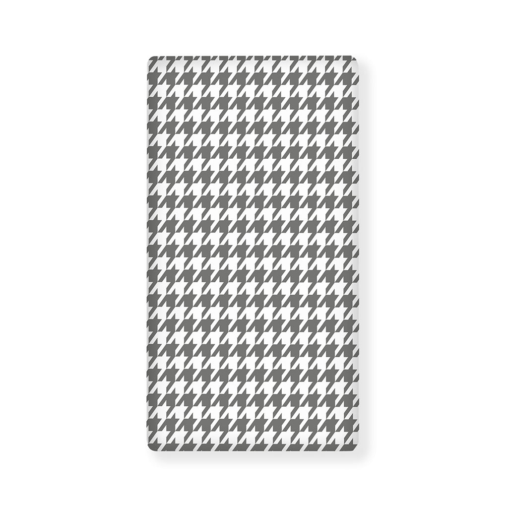 Grey And White Houndstooth Pattern Print Baby Crib Sheet