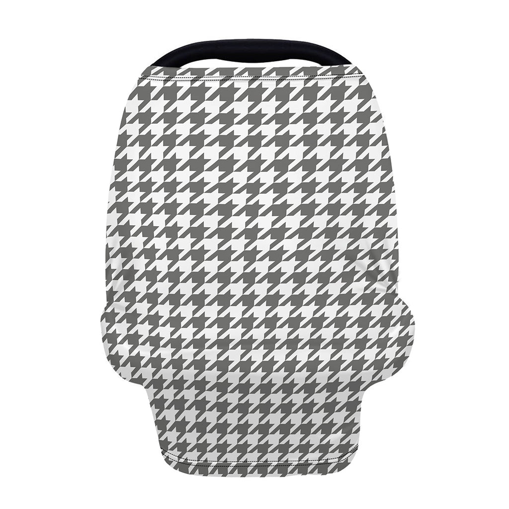 Grey And White Houndstooth Pattern Print Baby Seat Cover