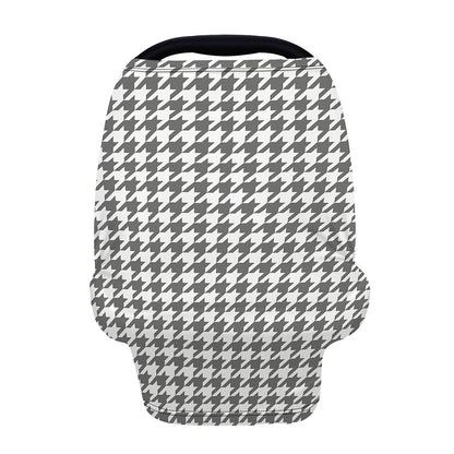 Grey And White Houndstooth Pattern Print Baby Seat Cover