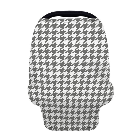 Grey And White Houndstooth Pattern Print Baby Seat Cover