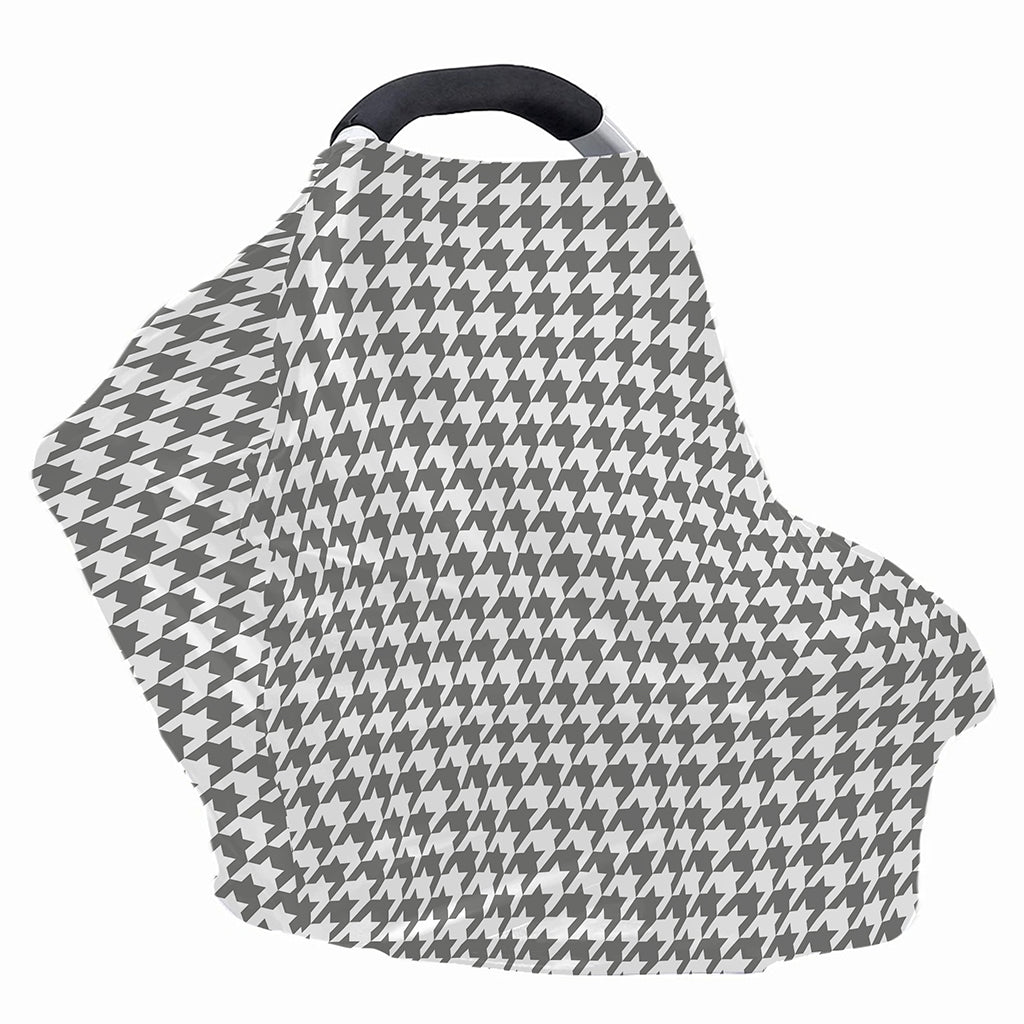 Grey And White Houndstooth Pattern Print Baby Seat Cover