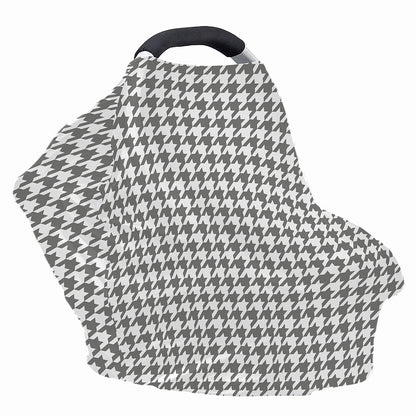 Grey And White Houndstooth Pattern Print Baby Seat Cover
