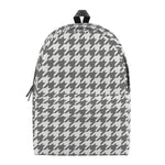 Grey And White Houndstooth Pattern Print Backpack
