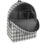 Grey And White Houndstooth Pattern Print Backpack