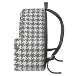 Grey And White Houndstooth Pattern Print Backpack