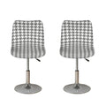 Grey And White Houndstooth Pattern Print Bar Stool Covers